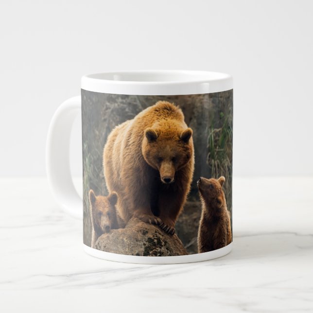 Cutest Baby Animals | Brown Bear Family Large Coffee Mug (Front Left)