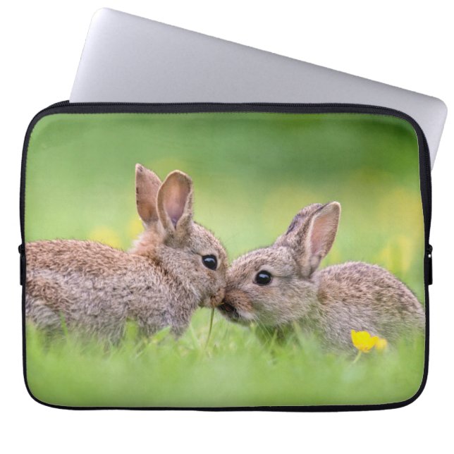 Cutest Baby Animals | Bunny Kiss Laptop Sleeve (Front)
