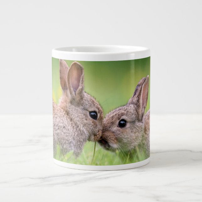 Cutest Baby Animals | Bunny Kiss Large Coffee Mug (Front)