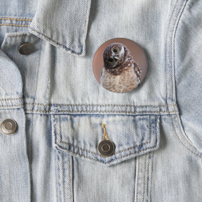 Cutest Baby Animals | Burrowing Owl Owlet 6 Cm Round Badge (In Situ)