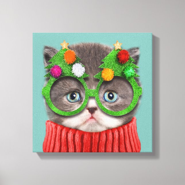 Cutest Baby Animals | Cat Christmas Sweater Canvas Print (Front)