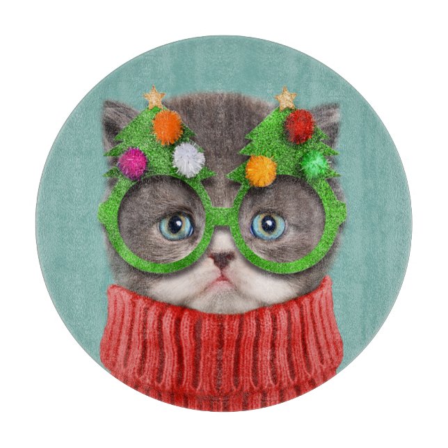 Cutest Baby Animals | Cat Christmas Sweater Cutting Board (Front)