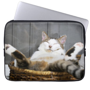 Cutest Baby Animals   Cat in Bed Laptop Sleeve