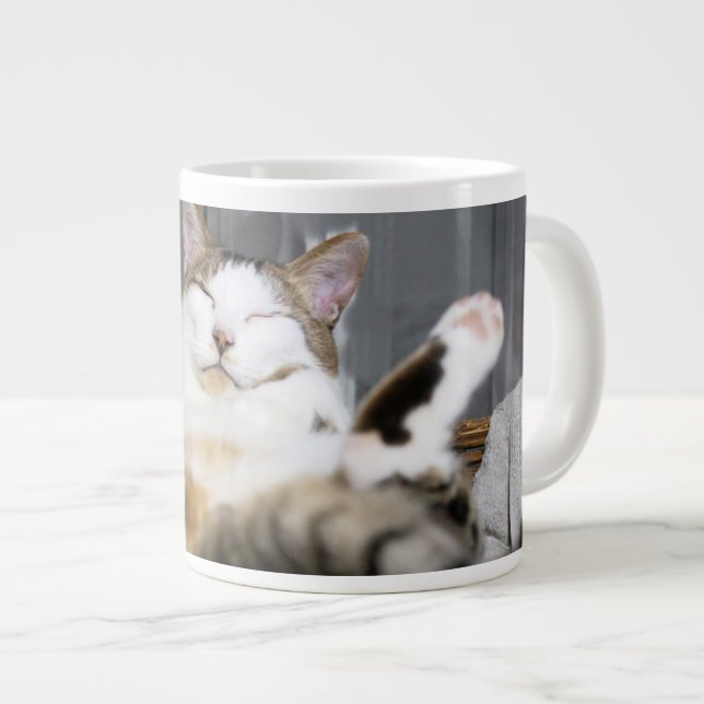Cutest Baby Animals | Cat in Bed Large Coffee Mug (Front Right)