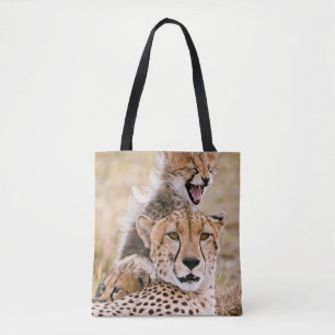 Cutest Baby Animals   Cheetah Cat & Cub Tote Bag