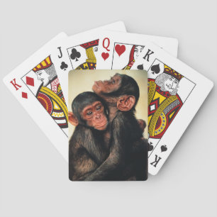Cutest Baby Animals Chimpanzee Hug Playing Cards