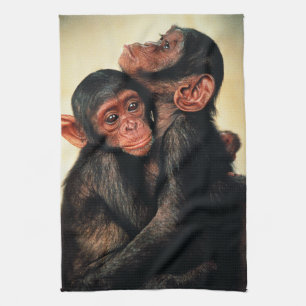 Cutest Baby Animals   Chimpanzee Hug Tea Towel