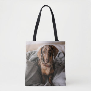 Cutest Baby Animals Chocolate Dapple Dachshund Tote Bag