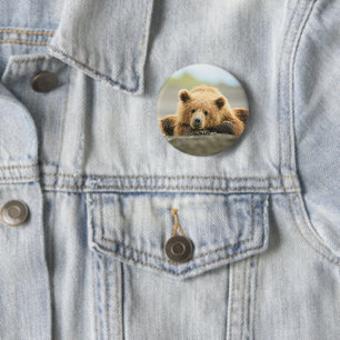 Cutest Baby Animals   Coastal Brown Bear Cub 6 Cm Round Badge