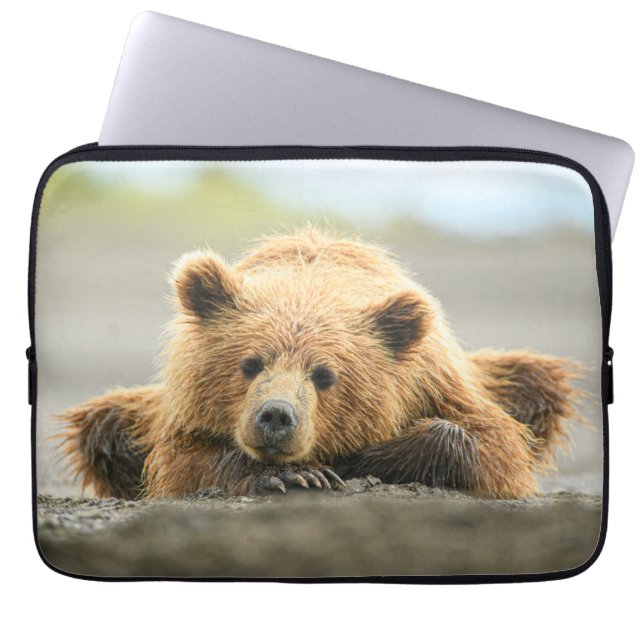 Cutest Baby Animals | Coastal Brown Bear Cub Laptop Sleeve (Front)