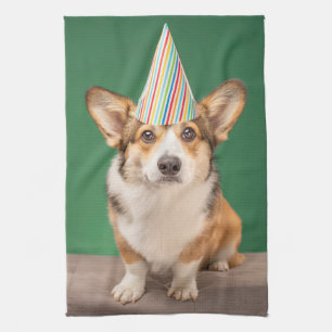 Cutest Baby Animals   Corgi Birthday Puppy Tea Towel
