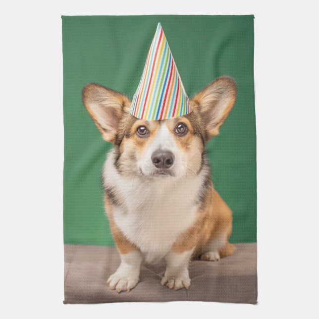 Cutest Baby Animals | Corgi Birthday Puppy Tea Towel (Vertical)