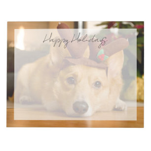 Cutest Baby Animals Corgi Christmas Reindeer Notepad