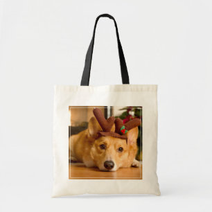 Cutest Baby Animals Corgi Christmas Reindeer Tote Bag