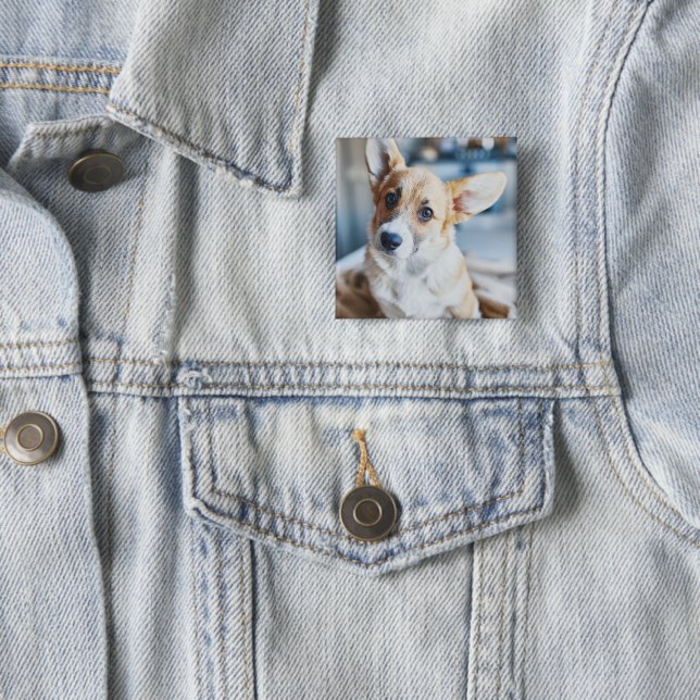 Cutest Baby Animals | Corgi Head Tilt 15 Cm Square Badge (In Situ)