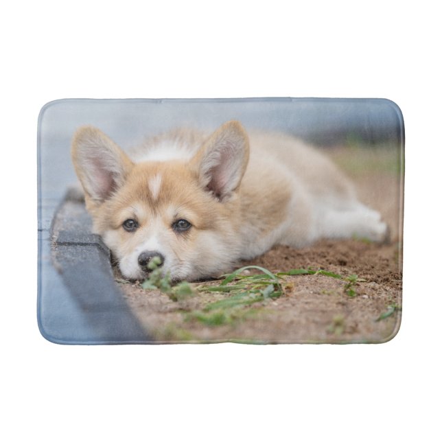 Cutest Baby Animals | Corgi Laying in the Yard Bath Mat (Front)