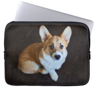 Cutest Baby Animals Corgi Looking Up Laptop Sleeve