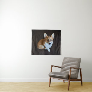 Cutest Baby Animals   Corgi Looking Up Tapestry