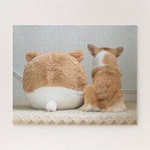 Cutest Baby Animals   Corgi & Plush Puppy Jigsaw Puzzle
