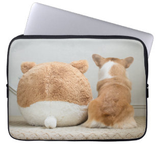 Cutest Baby Animals   Corgi & Plush Puppy Laptop Sleeve