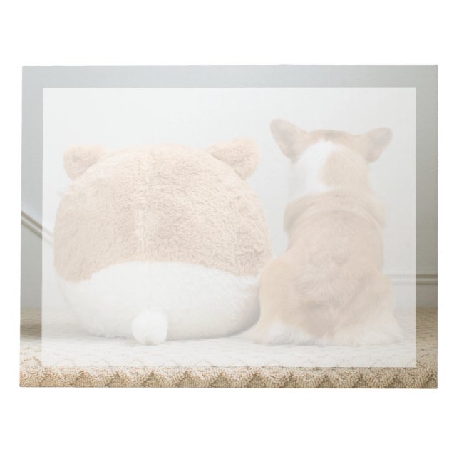 Cutest Baby Animals | Corgi & Plush Puppy Notepad (Front)