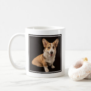 Cutest Baby Animals   Corgi Portrait on Black Coffee Mug