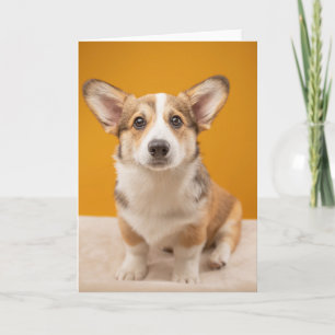 Cutest Baby Animals Corgi Portrait on Orange Card