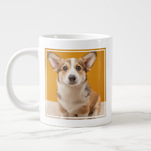 Cutest Baby Animals Corgi Portrait on Orange Large Coffee Mug