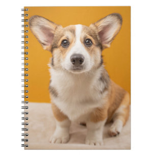 Cutest Baby Animals Corgi Portrait on Orange Notebook