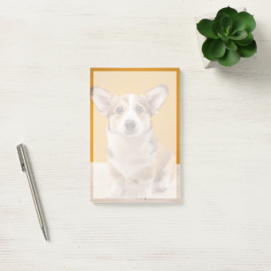 Cutest Baby Animals Corgi Portrait on Orange Post-it Notes