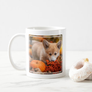 Cutest Baby Animals Corgi Puppy in Autumn Coffee Mug