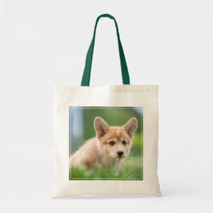Cutest Baby Animals Corgi Puppy in the Yard Tote Bag