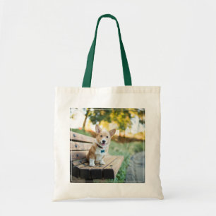 Cutest Baby Animals   Corgi Puppy on a Park Bench Tote Bag