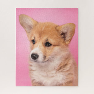 Cutest Baby Animals   Corgi Puppy on Pink Jigsaw Puzzle