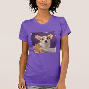 Cutest Baby Animals Corgi Puppy on Purple T-Shirt