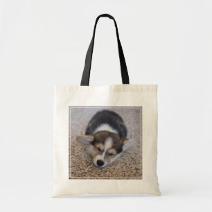 Cutest Baby Animals   Corgi Puppy on Shag Rug Tote Bag