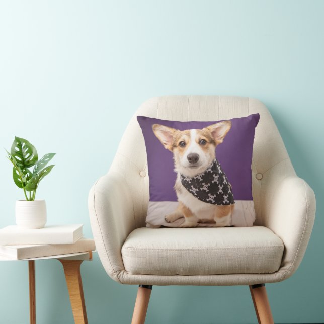 Cutest Baby Animals | Corgi Puppy Skull Bandanna Cushion (Chair)