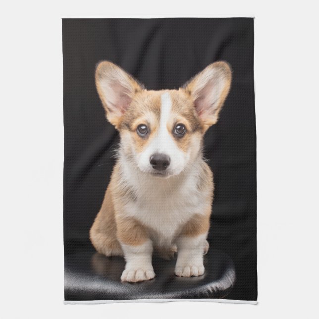Cutest Baby Animals | Corgi Puppy Standing Tall Tea Towel (Vertical)