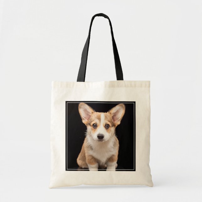 Cutest Baby Animals | Corgi Puppy Standing Tall Tote Bag (Front)