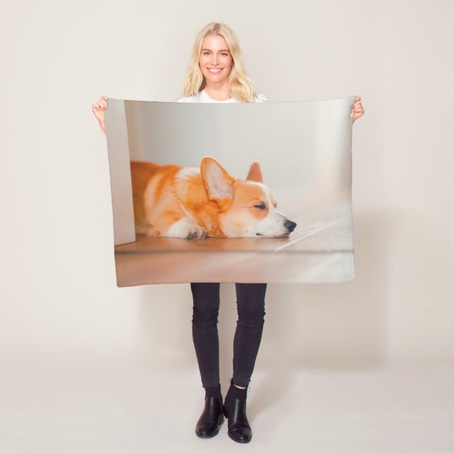Cutest Baby Animals | Corgi Sleeping Fleece Blanket (In Situ)