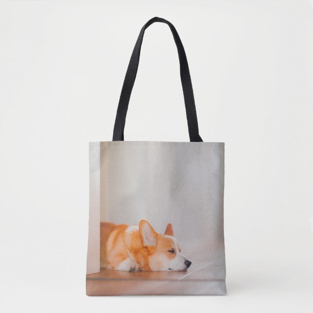 Cutest Baby Animals | Corgi Sleeping Tote Bag (Front)