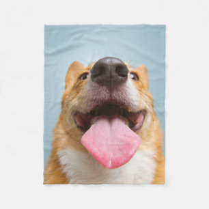 Cutest Baby Animals Corgi Tongue Fleece Blanket