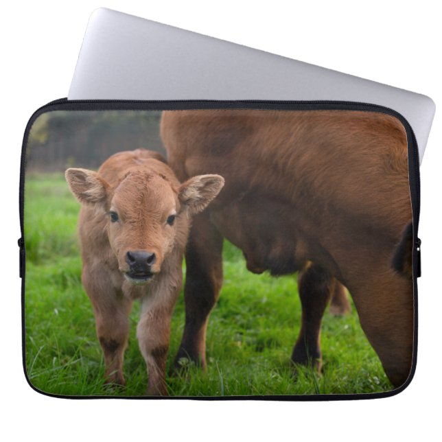 Cutest Baby Animals | Cow & Calf Laptop Sleeve (Front)