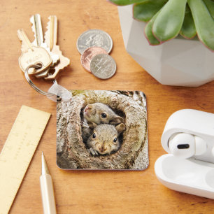 Cutest Baby Animals   Curious Baby Squirrels Key Ring