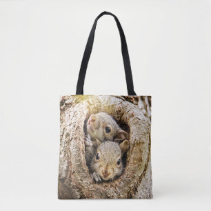 Cutest Baby Animals Curious Baby Squirrels Tote Bag