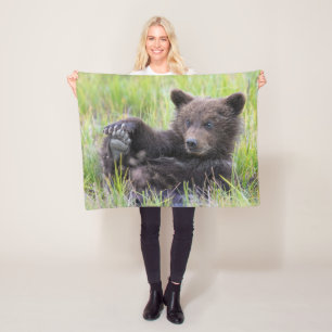 Cutest Baby Animals   Cute Brown Bear Cub Playing Fleece Blanket