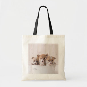 Cutest Baby Animals Cute Corgi Puppies in a Pot Tote Bag