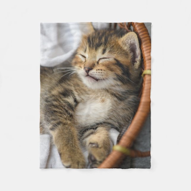 Cutest Baby Animals | Cute Tabby Cat Sleeping Fleece Blanket (Front)