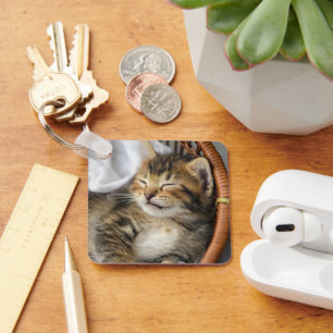Cutest Baby Animals Cute Tabby Cat Sleeping Key Ring