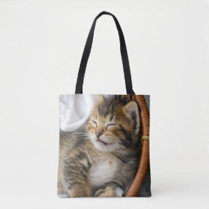 Cutest Baby Animals Cute Tabby Cat Sleeping Tote Bag